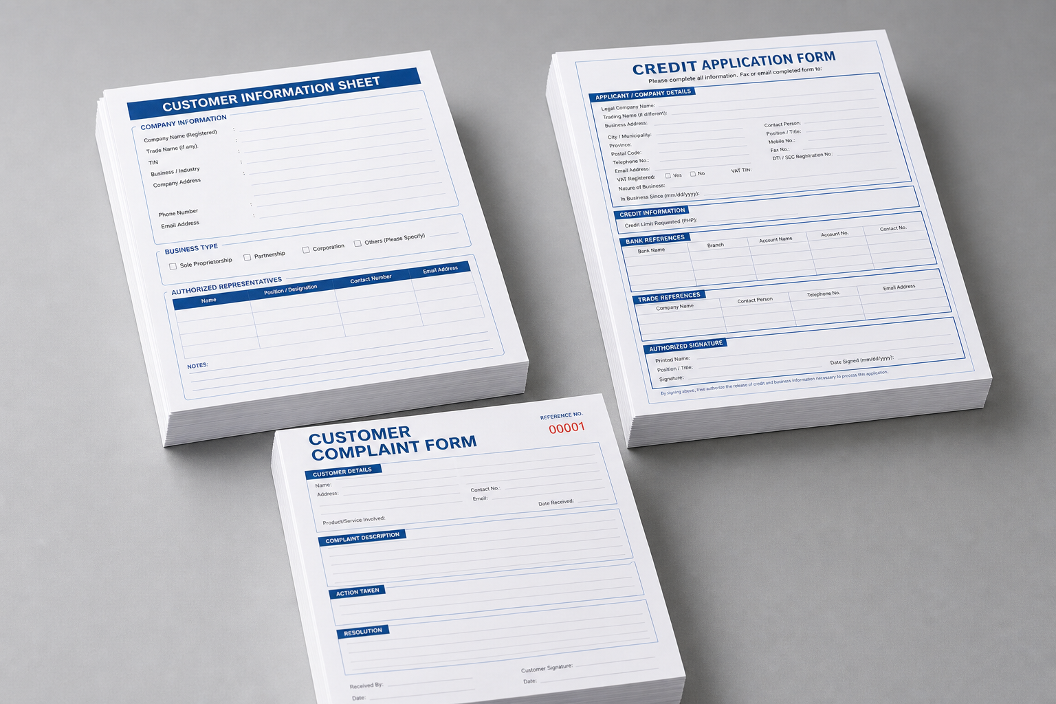 Customer and credit forms product group