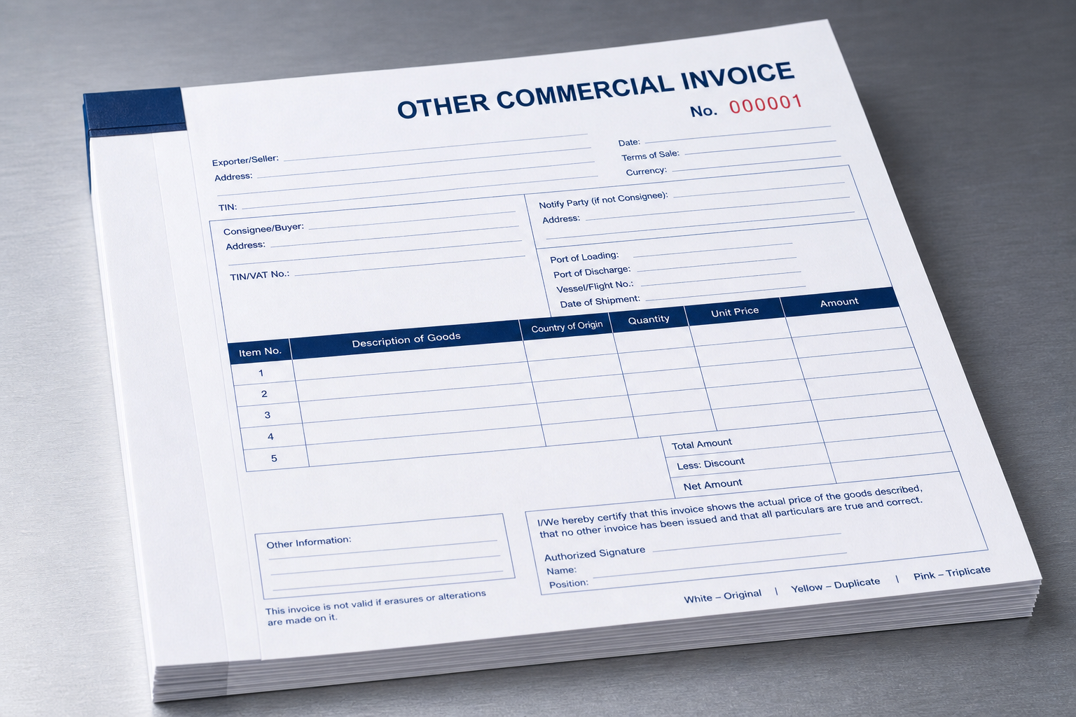 Other Commercial Invoices / Forms