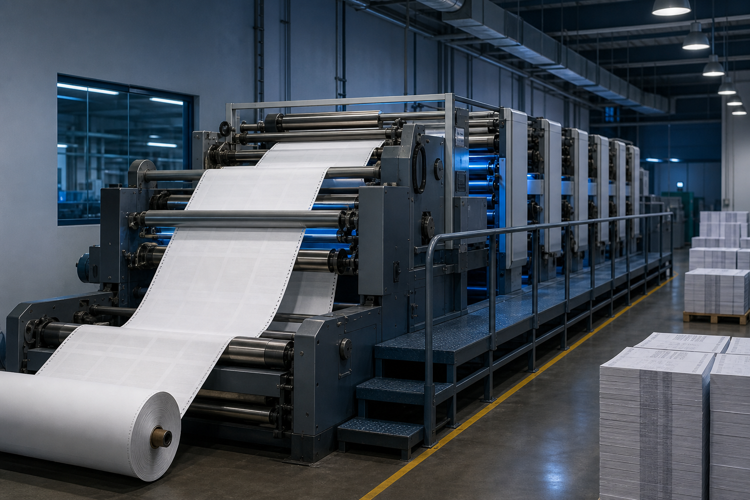 Temporary view of forms manufacturing production line at the Pasig plant
